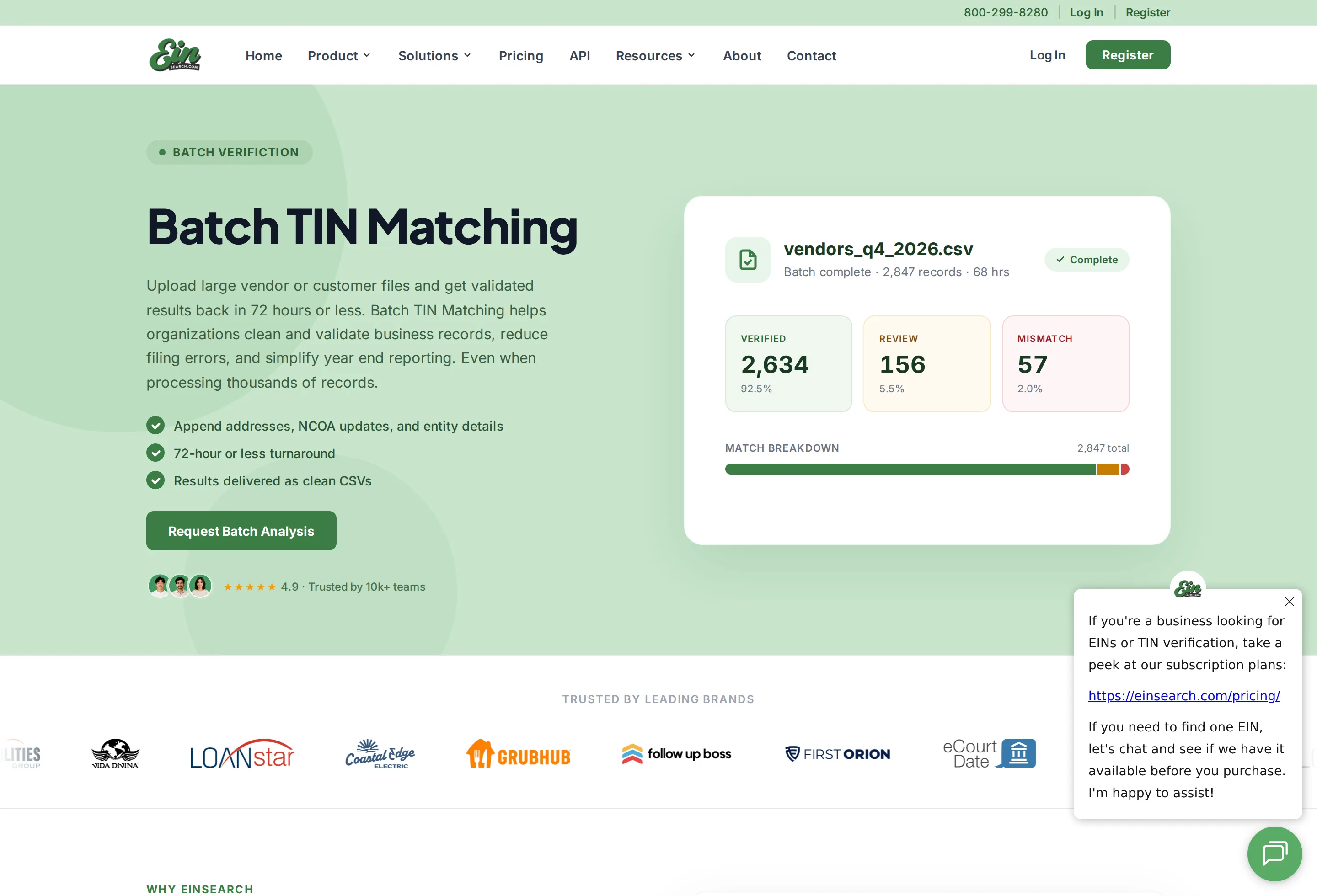 ein search batch tin matching on desktop
