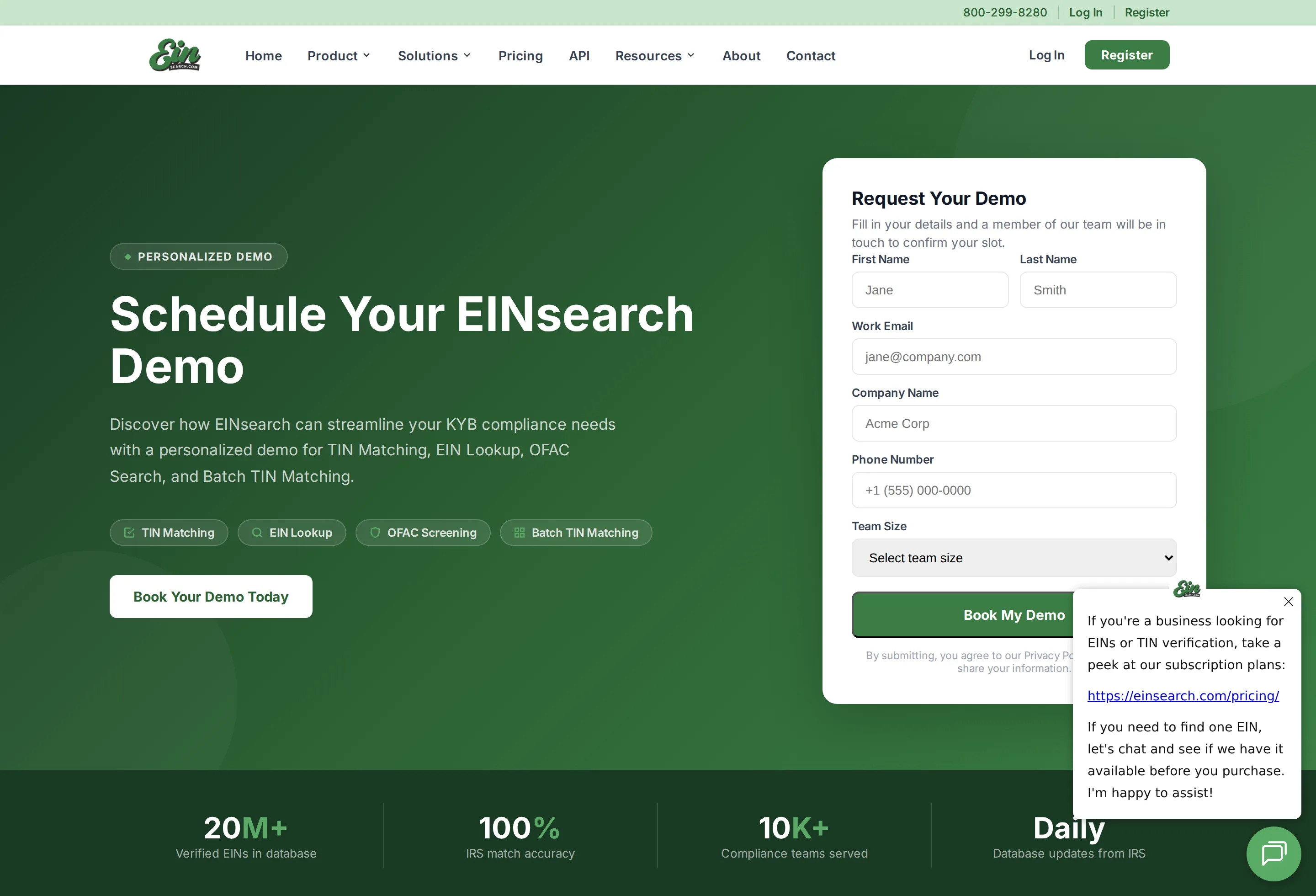 ein search demo on desktop