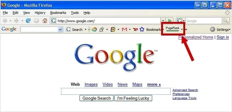 Pagerank toolbar