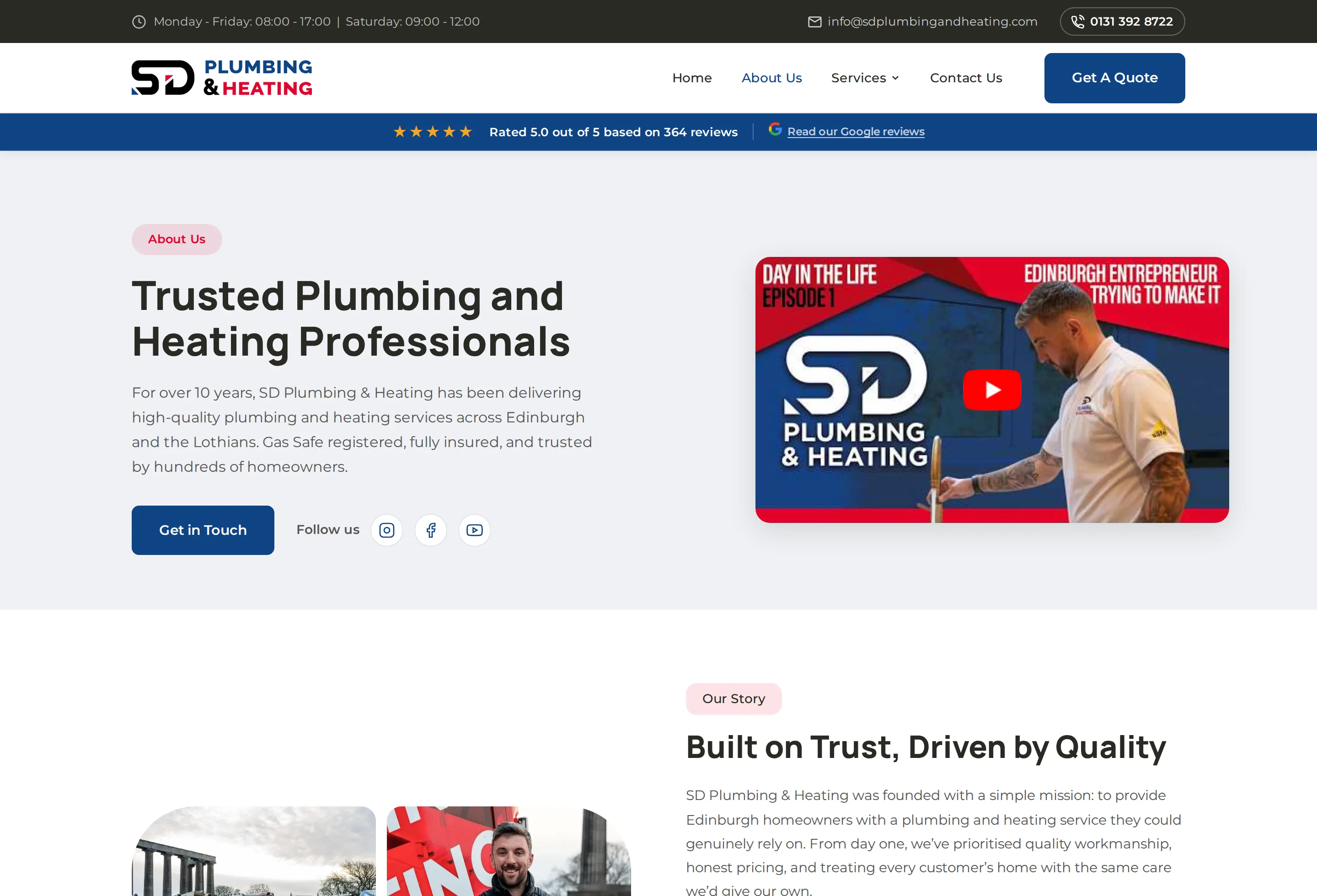 sd plumbing about us on desktop